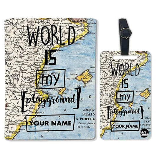 Personalised Passport Cover and Baggage Tag Combo - World is My Playground Nutcase