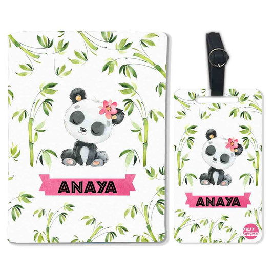 Personalized Passport Cover Holder Travel Case With Luggage Tag -  Cute Panda Nutcase