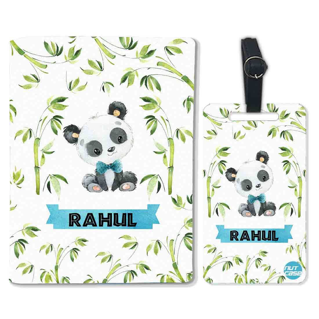 Personalized Passport Cover Holder Travel Case With Luggage Tag -  Cute Small Panda Nutcase