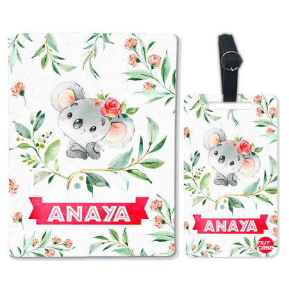 Personalised Passport Cover Suitcase Tag Set for Children - Cute Koala Nutcase