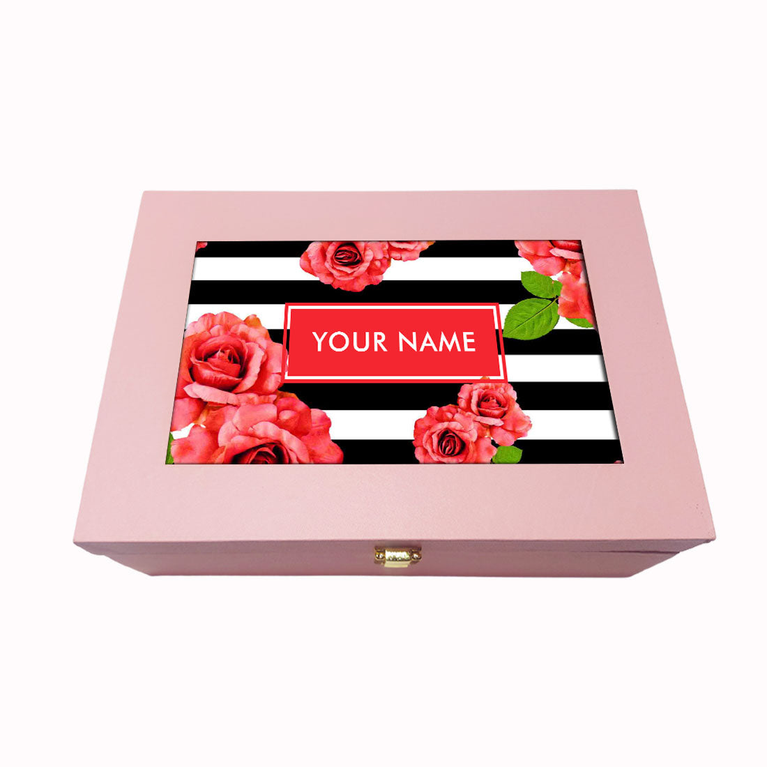 Custom Gift Box with Name Vegan Leather Box - Pink Rose