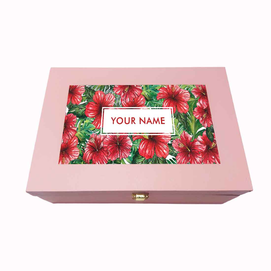 Personalized Best Gift Boxes Vegan Leather Box for Men Women - Hibiscus