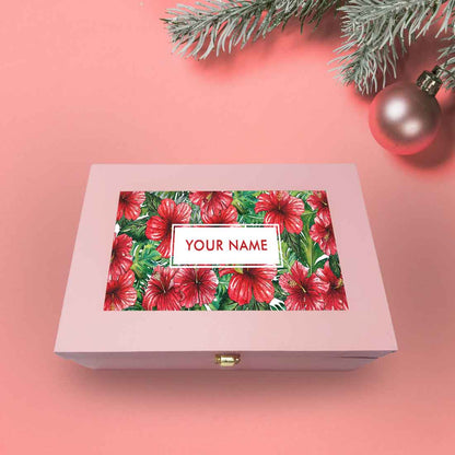 Personalized Best Gift Boxes Vegan Leather Box for Men Women - Hibiscus
