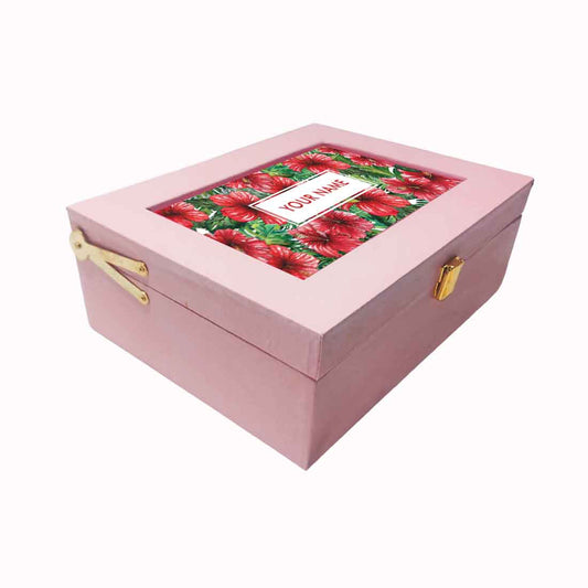 Personalized Best Gift Boxes Vegan Leather Box for Men Women - Hibiscus