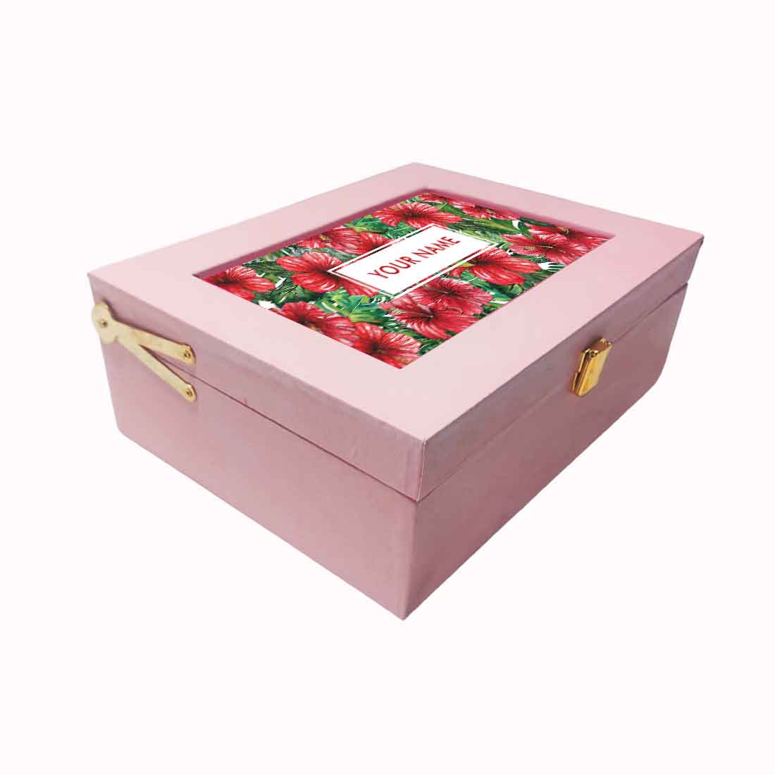 Personalized Best Gift Boxes Vegan Leather Box for Men Women - Hibiscus