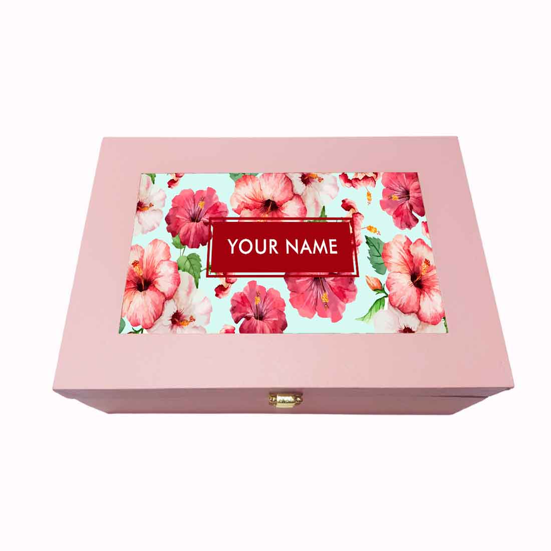 Personalized Gift Box for Her Add Your Name - Pink Hibiscus