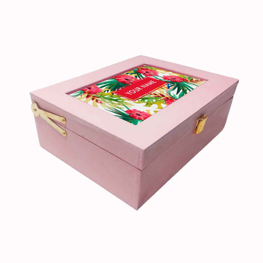 Personalised Box for Men Premium Vegan Leather Box - Hibiscus & Leaf