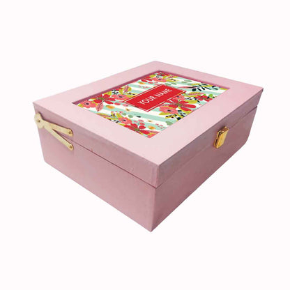 Custom Best Gift Boxes Vegan Leather Add Your Name - Flower Stripe