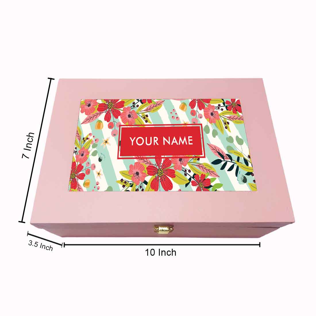 Custom Best Gift Boxes Vegan Leather Add Your Name - Flower Stripe