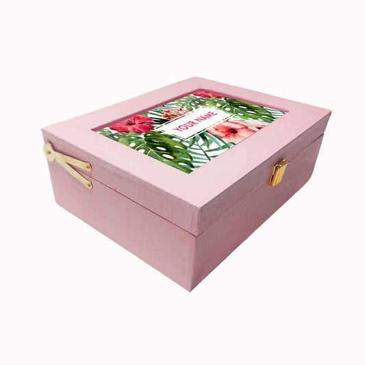 Personalized Pink Gift Box for Girlfriend Birthday  - Leaf