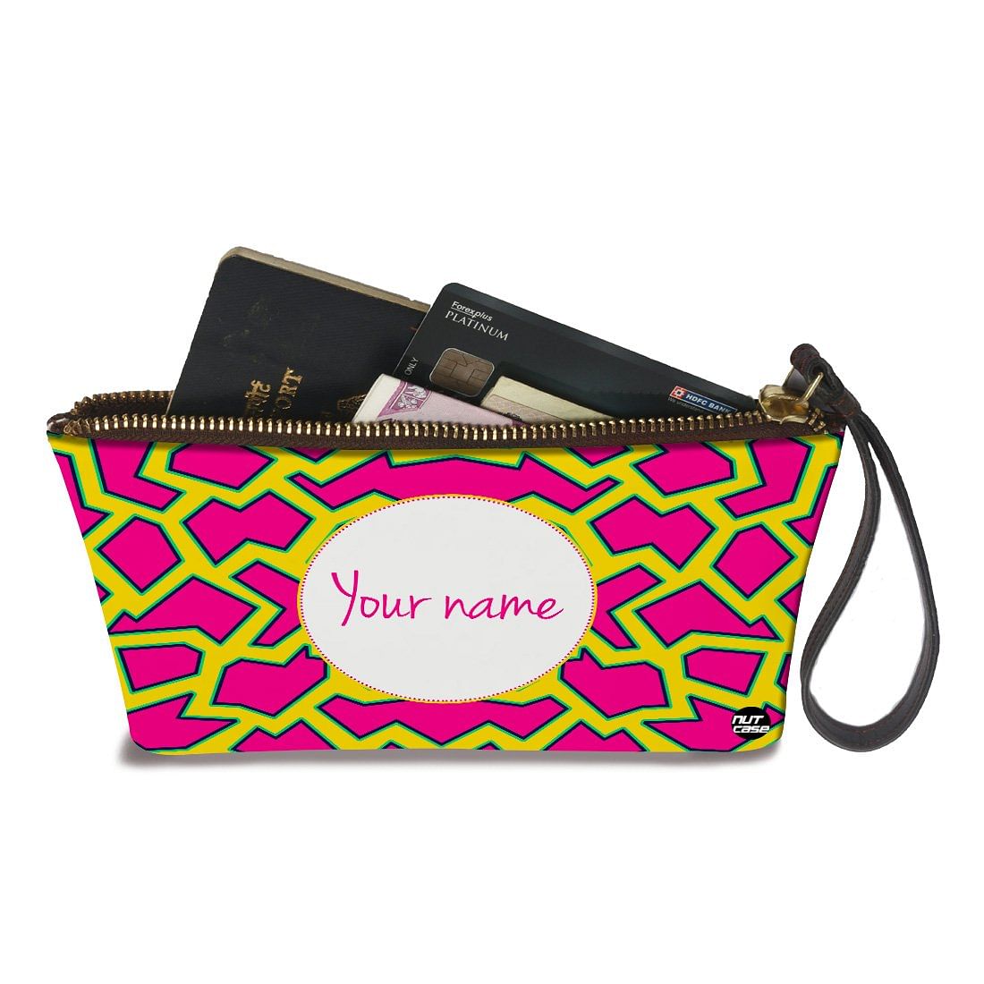 Wristlet Pouch - Yellow Pink Design Nutcase