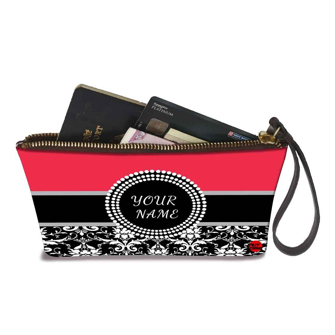 Phone Pouch For Ladies - Black Floral Design Nutcase