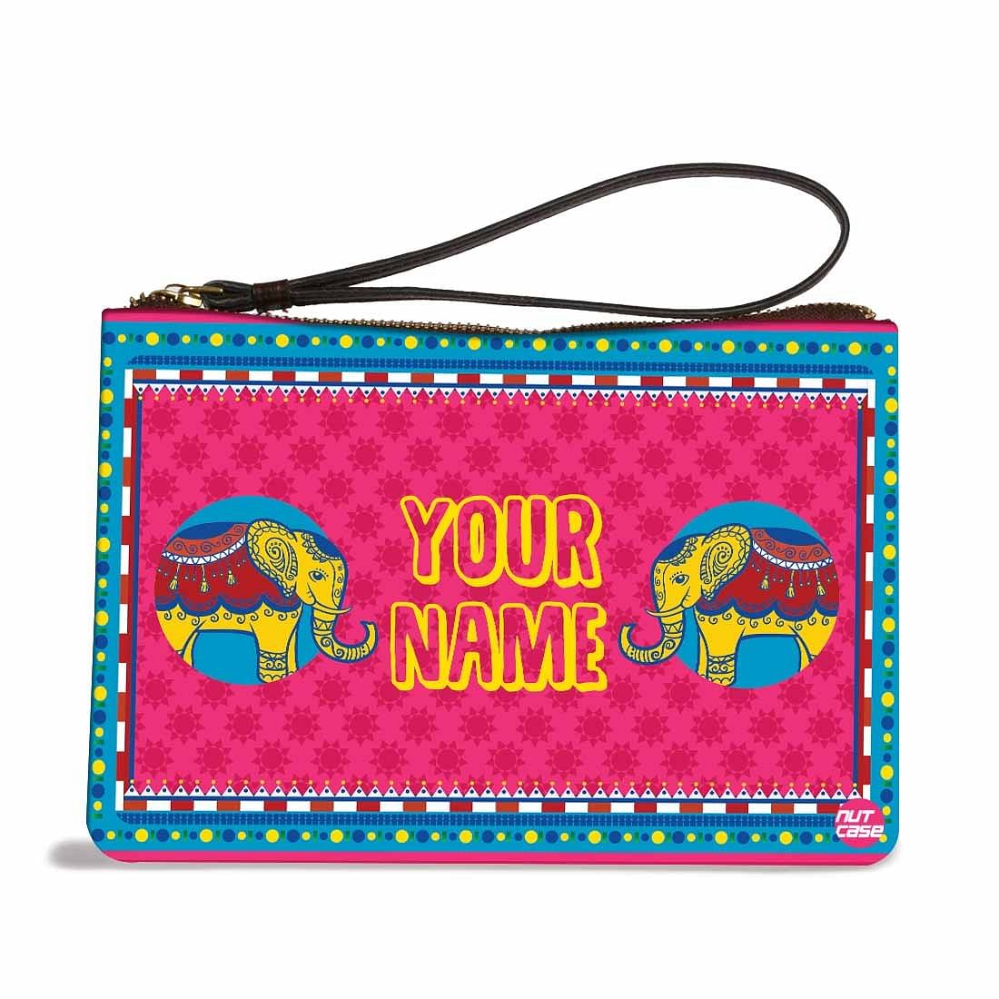 Women'S Wristlet Pouch - Welcome Design Pink Nutcase
