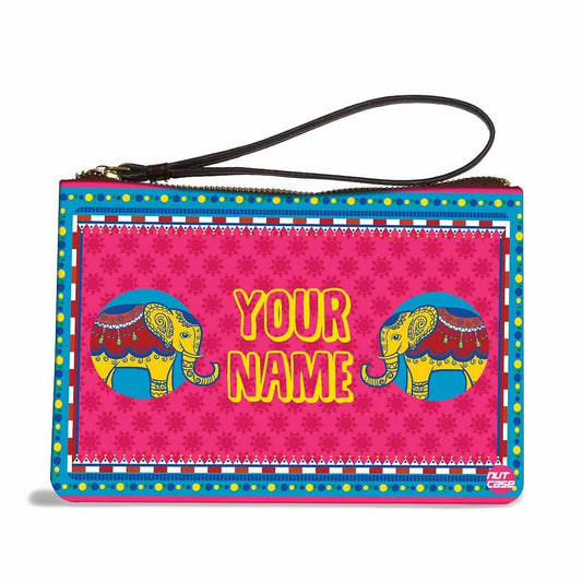 Women'S Wristlet Pouch - Welcome Design Pink Nutcase