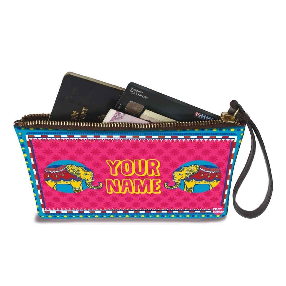 Women'S Wristlet Pouch - Welcome Design Pink Nutcase