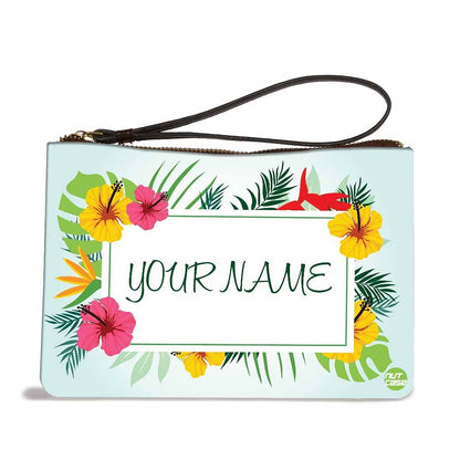 Phone Pouch For Ladies - Yellow Pink Hibiscus Nutcase