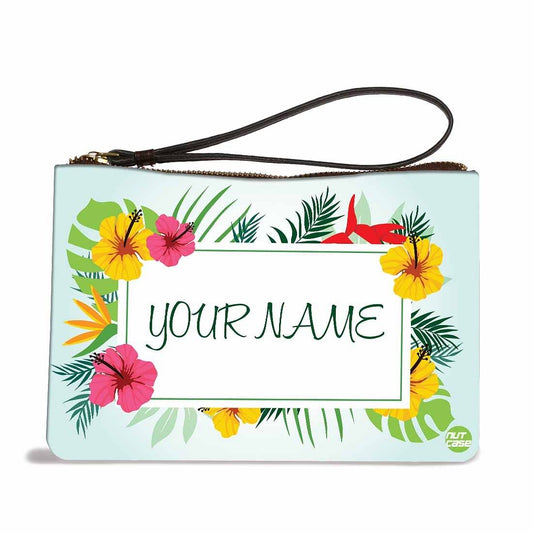 Phone Pouch For Ladies - Yellow Pink Hibiscus Nutcase