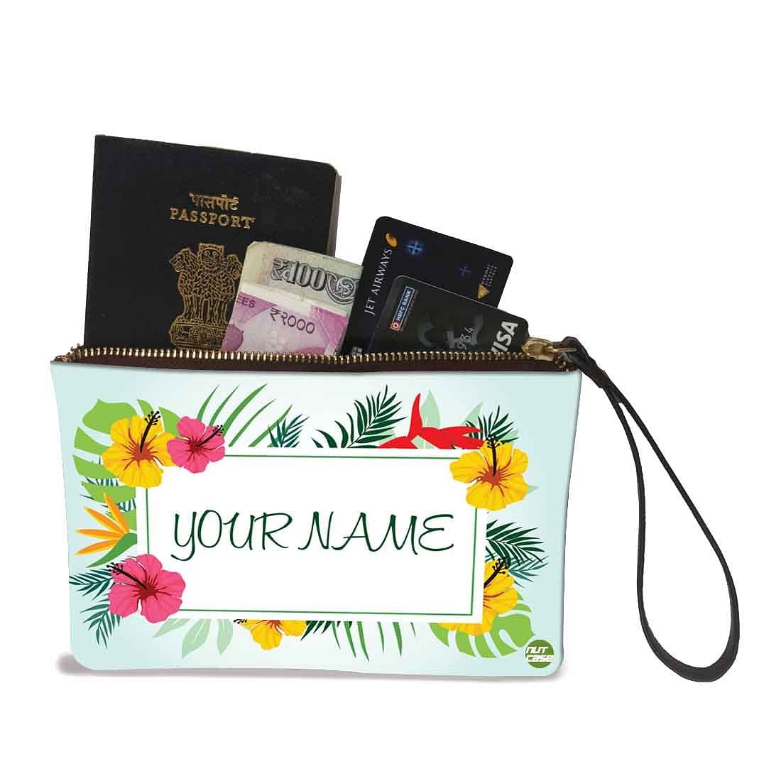 Phone Pouch For Ladies - Yellow Pink Hibiscus Nutcase