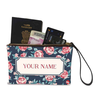 Women'S Wristlet Pouch - Blue Roses Nutcase