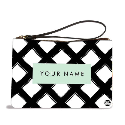 Small Wristlet Pouch - Black Checks Pattern Nutcase