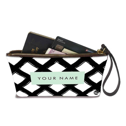 Small Wristlet Pouch - Black Checks Pattern Nutcase