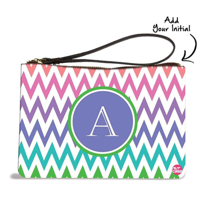 Small Leather Coin Purse - Zig Zag Lines Multicolor Nutcase
