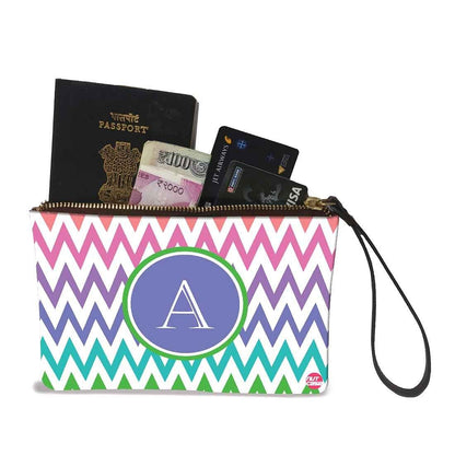 Small Leather Coin Purse - Zig Zag Lines Multicolor Nutcase