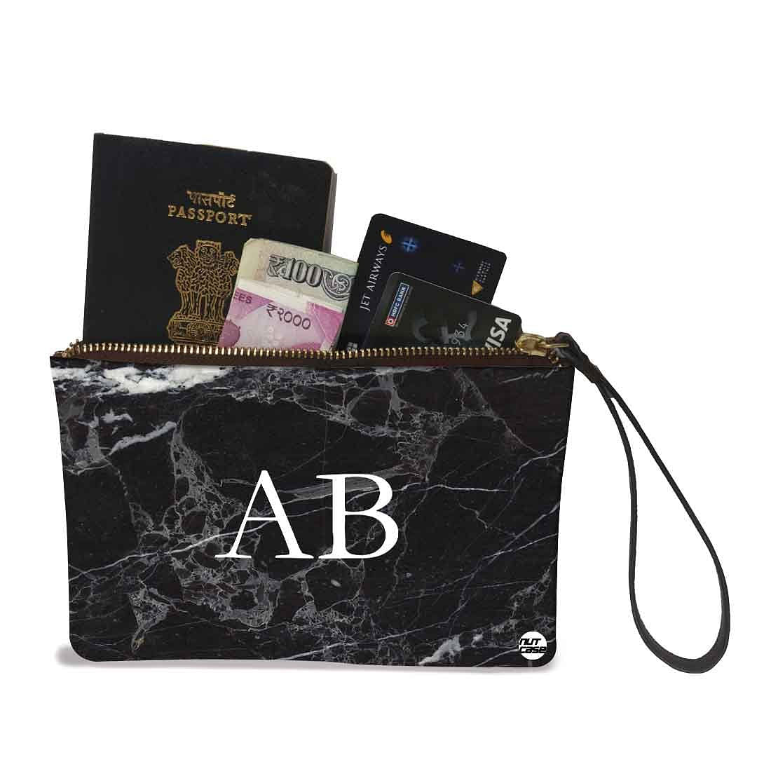 Women'S Wristlet Pouch - Black Marble Nutcase