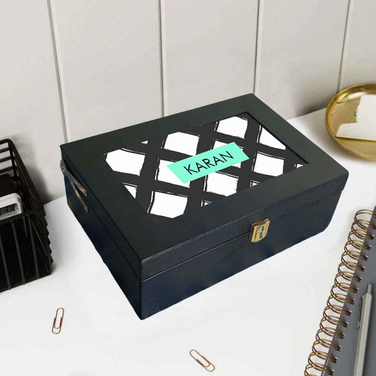 Personalized Gift Box Premium Vegan Leather Box for Men Women - Window