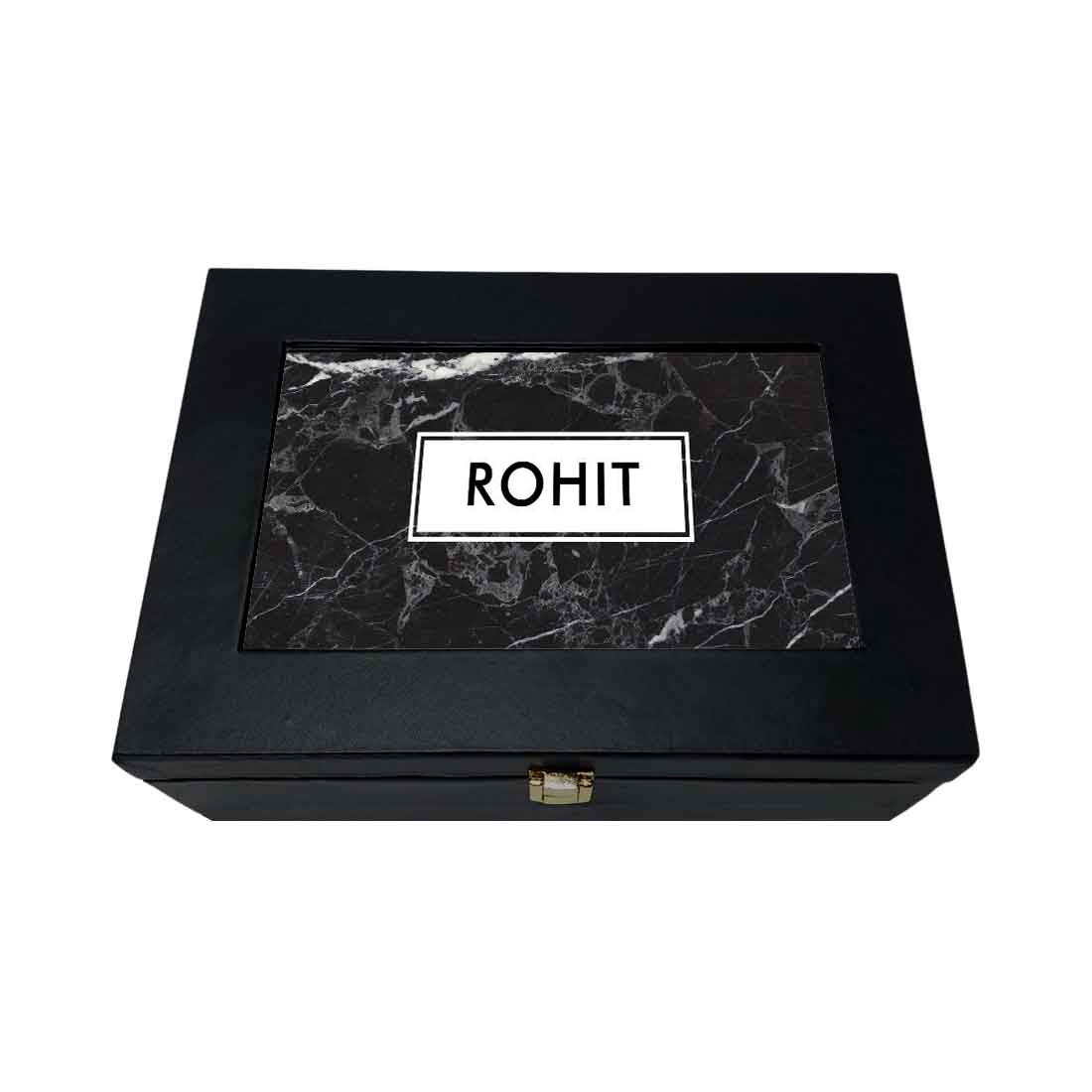 Personalised Gift Boxes Vegan Leather for Men Box - Black Marble