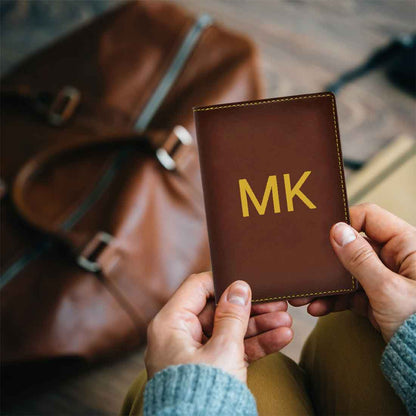 Custom Passport Wallet Vegan Leather for Men & Women - Initials