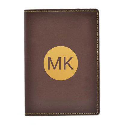 PU Leather Passport Cover Personalized for Men - Circle Initials