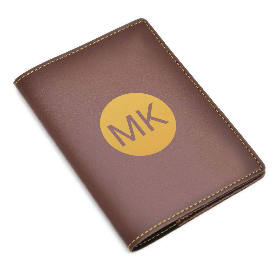 PU Leather Passport Cover Personalized for Men - Circle Initials