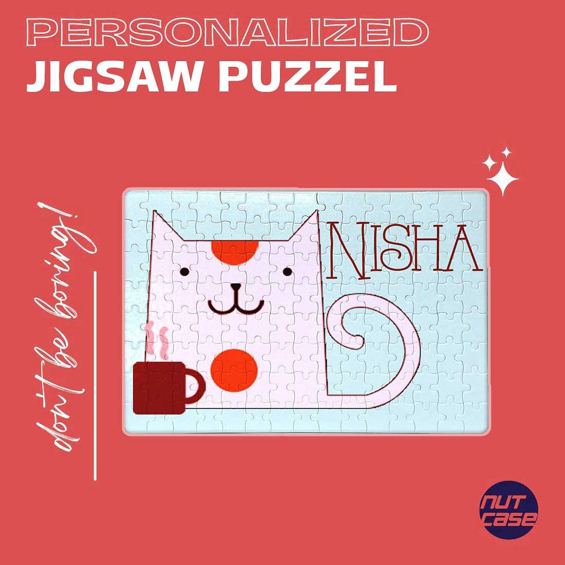 Personalised Childrens Puzzle - Cat Orange Patch Nutcase