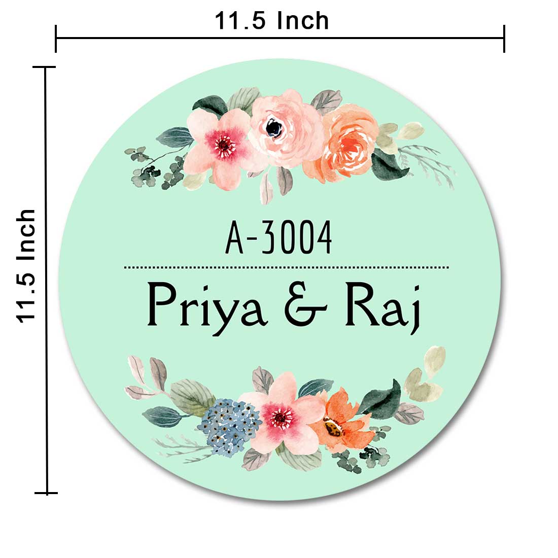 Personalized Round Name Plate for Home Entrance  - Pink Floral