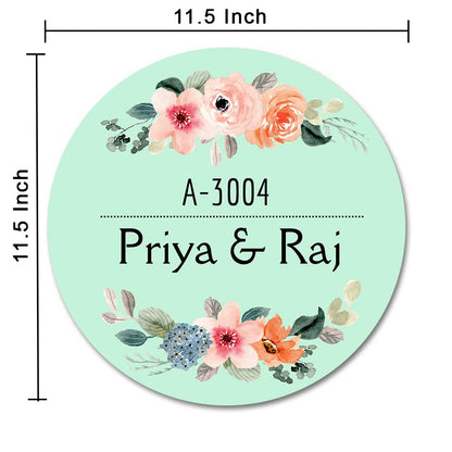 Personalized Round Name Plate for Home Entrance  - Pink Floral