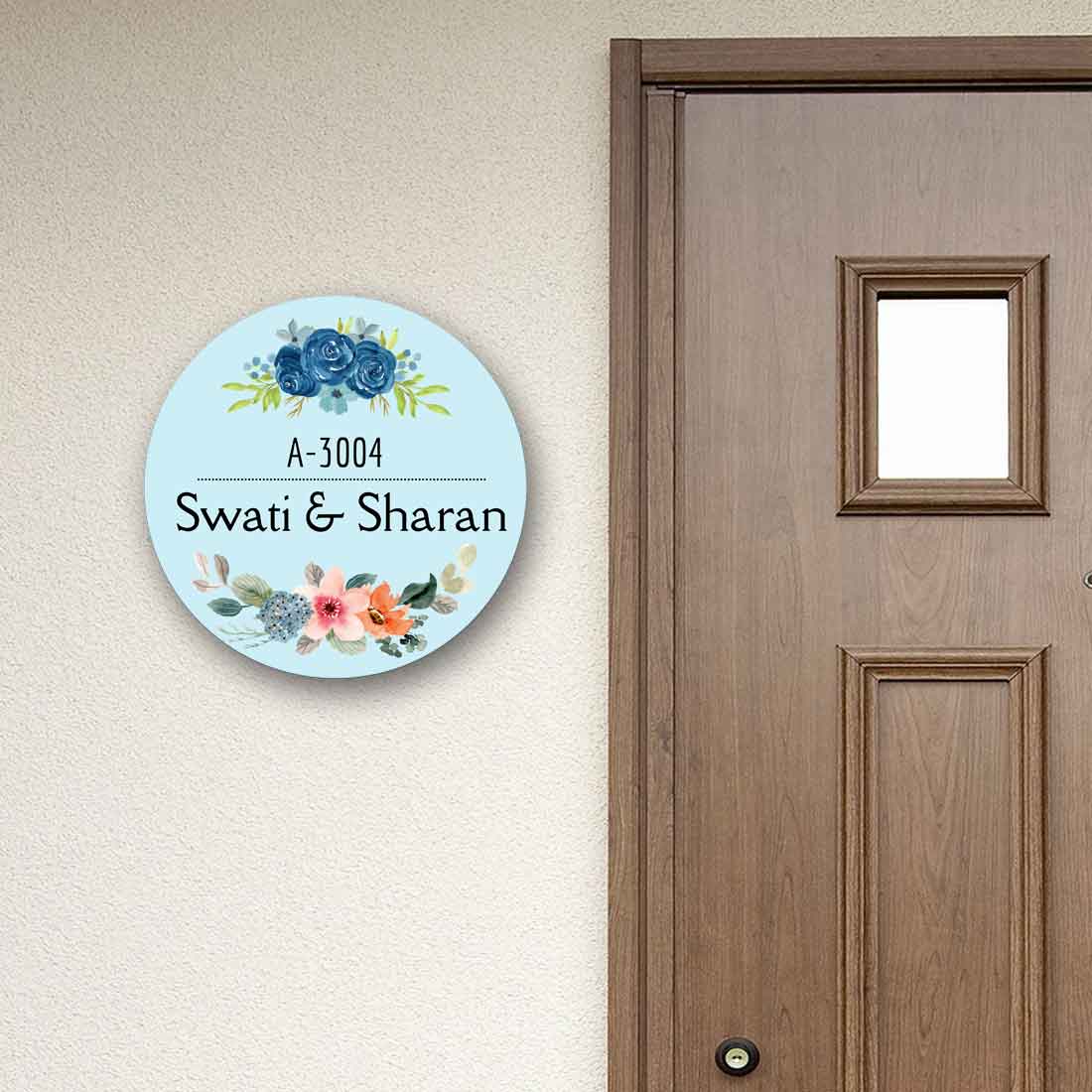 Round Customized Name Plate for Door Made Waterproof Print -  Lily Of The Nile