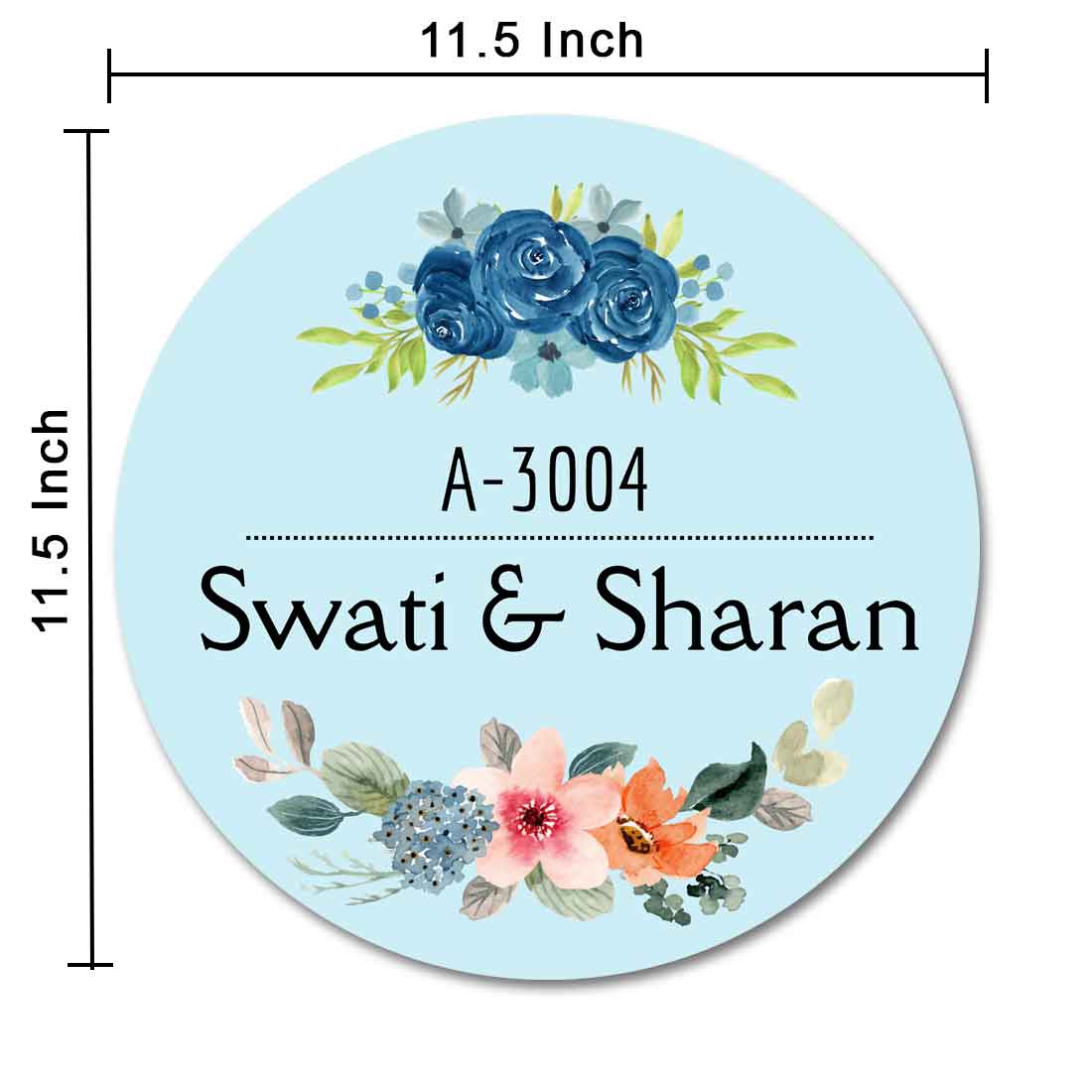 Round Customized Name Plate for Door Made Waterproof Print -  Lily Of The Nile