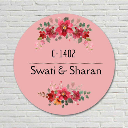 Personalised Name Plate for Home Flat & Office Entrance  -  Pink Heaven