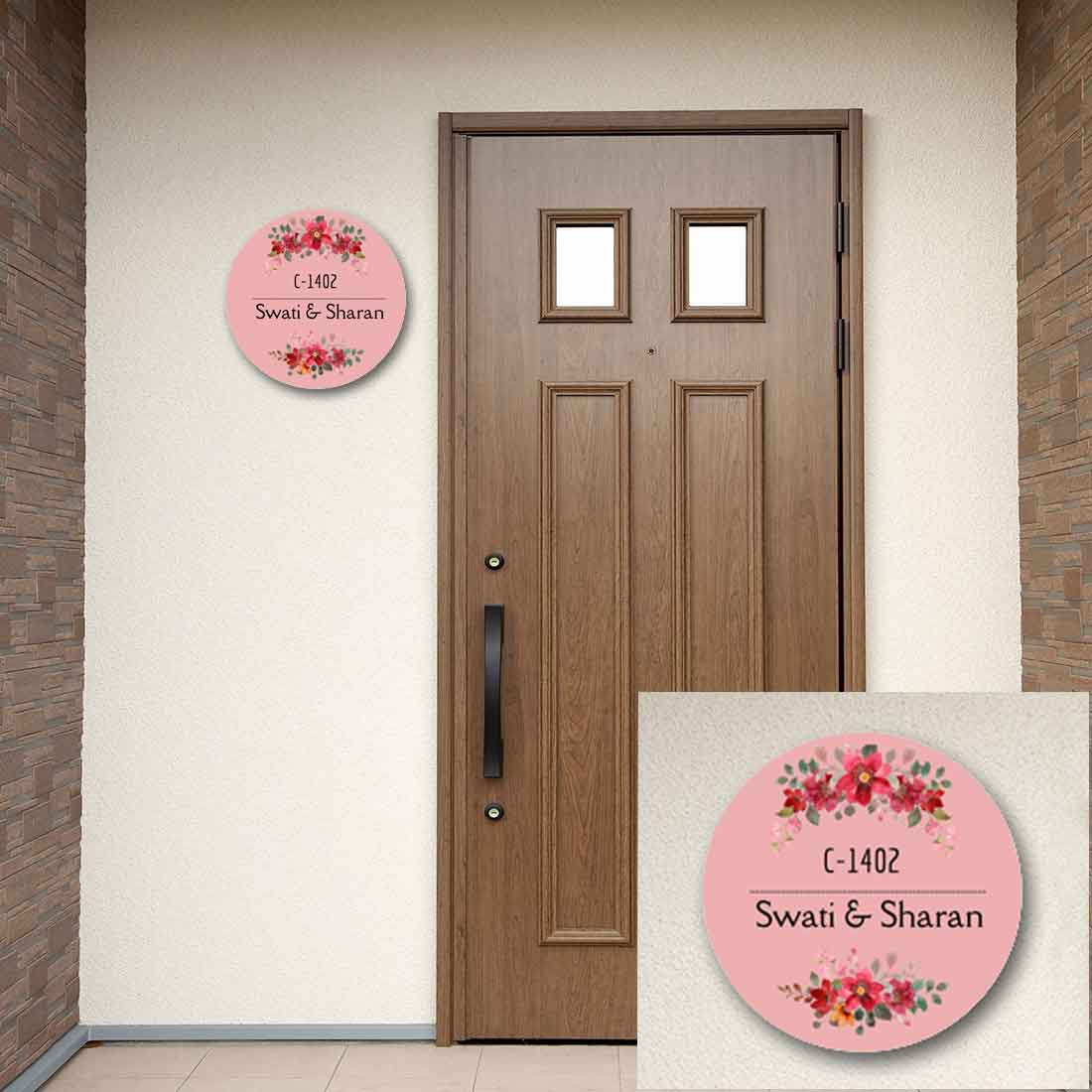 Personalised Name Plate for Home Flat & Office Entrance  -  Pink Heaven