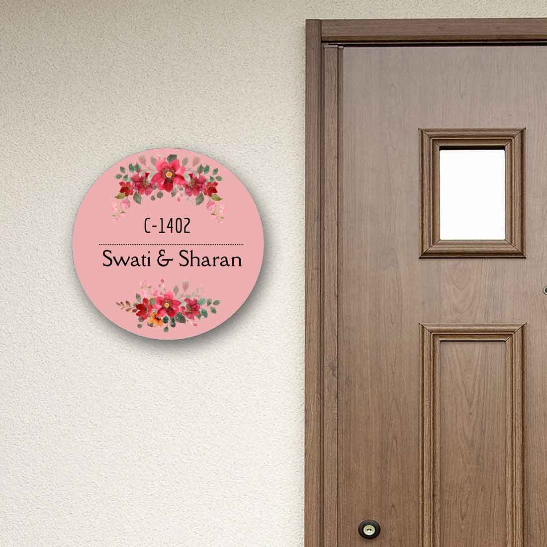 Personalised Name Plate for Home Flat & Office Entrance  -  Pink Heaven