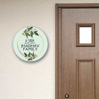 Personalised Door House Name Plate Round  - Olive And Gold