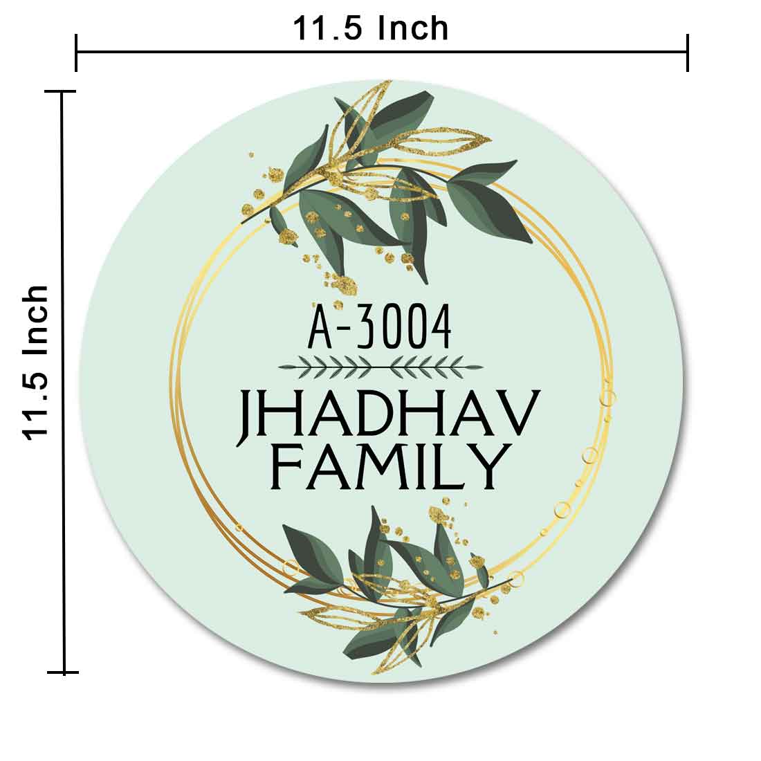 Personalised Door House Name Plate Round  - Olive And Gold