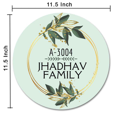 Personalised Door House Name Plate Round  - Olive And Gold