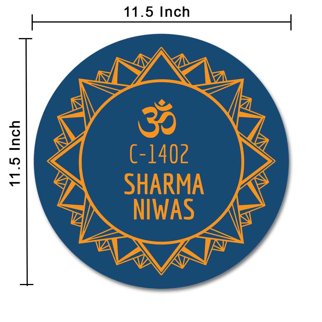 Name Plate Customised for Home Office Bungalows Entrance Round  - Spiritual Om