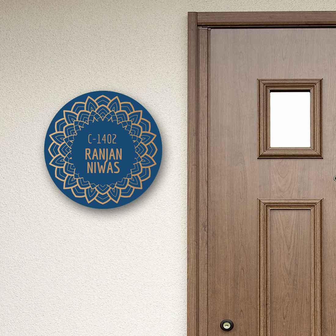 Custom Name Plates for House & Office Outdoor Decor - Blue Symmetry