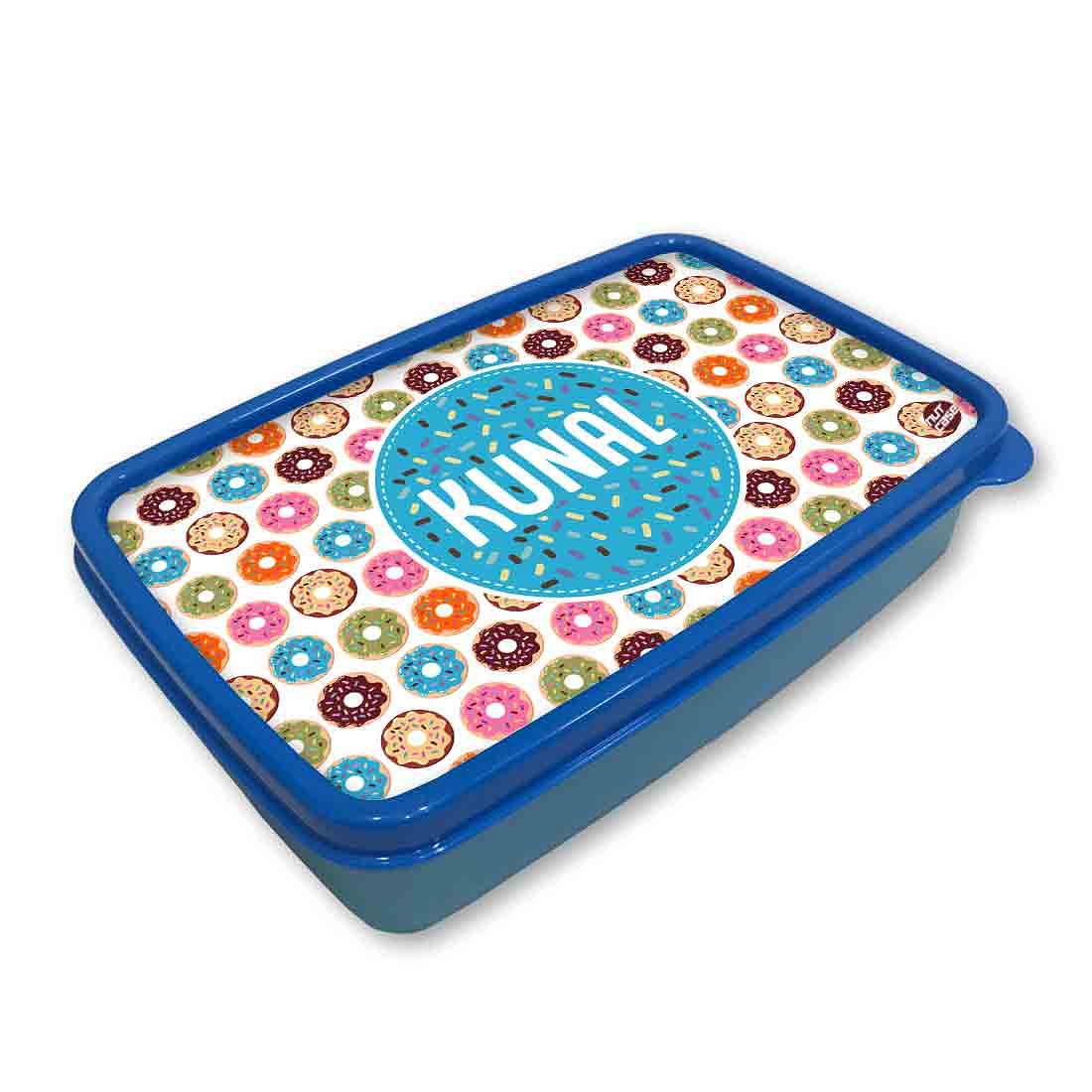 Personalised Snack Box for Boys Plastic Lunch Box - Sweet Doughnut Nutcase