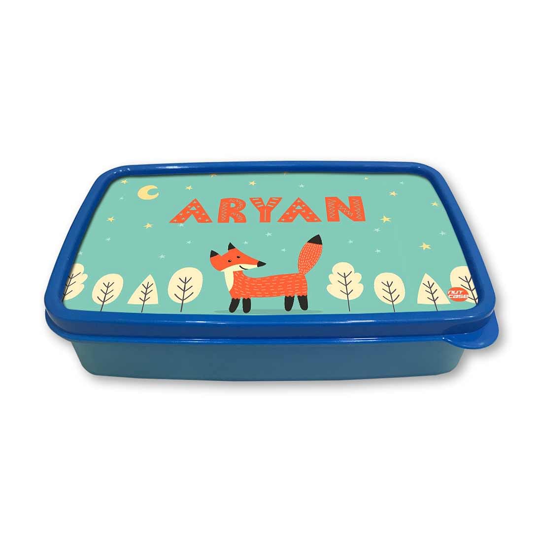 Personalized Snack Box for Kids Plastic Lunch Box for Boys -Fox & Tree Nutcase
