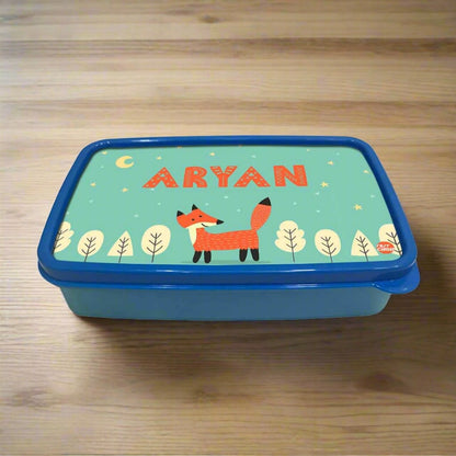 Personalized Snack Box for Kids Plastic Lunch Box for Boys -Fox & Tree Nutcase