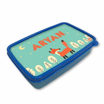 Personalized Snack Box for Kids Plastic Lunch Box for Boys -Fox & Tree Nutcase